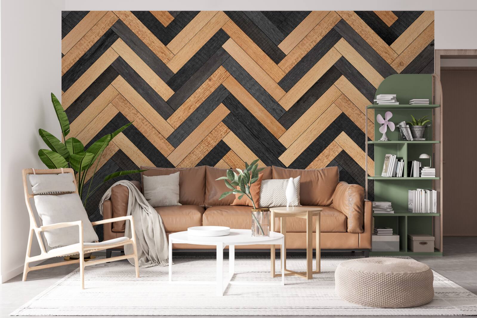 Papier peint parquet dans les tons clairs et foncés