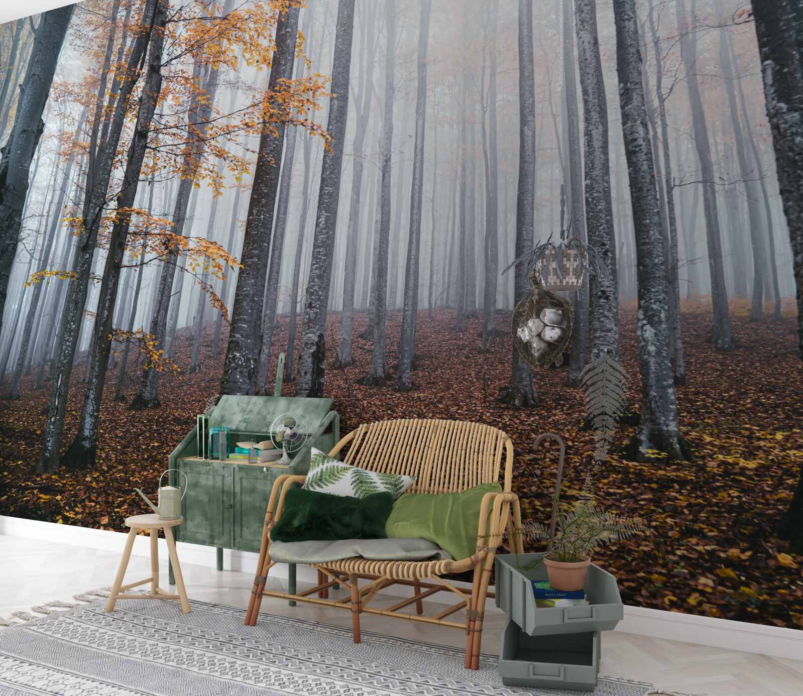 Papier peint brume dans une gracieuse forêt d'automne