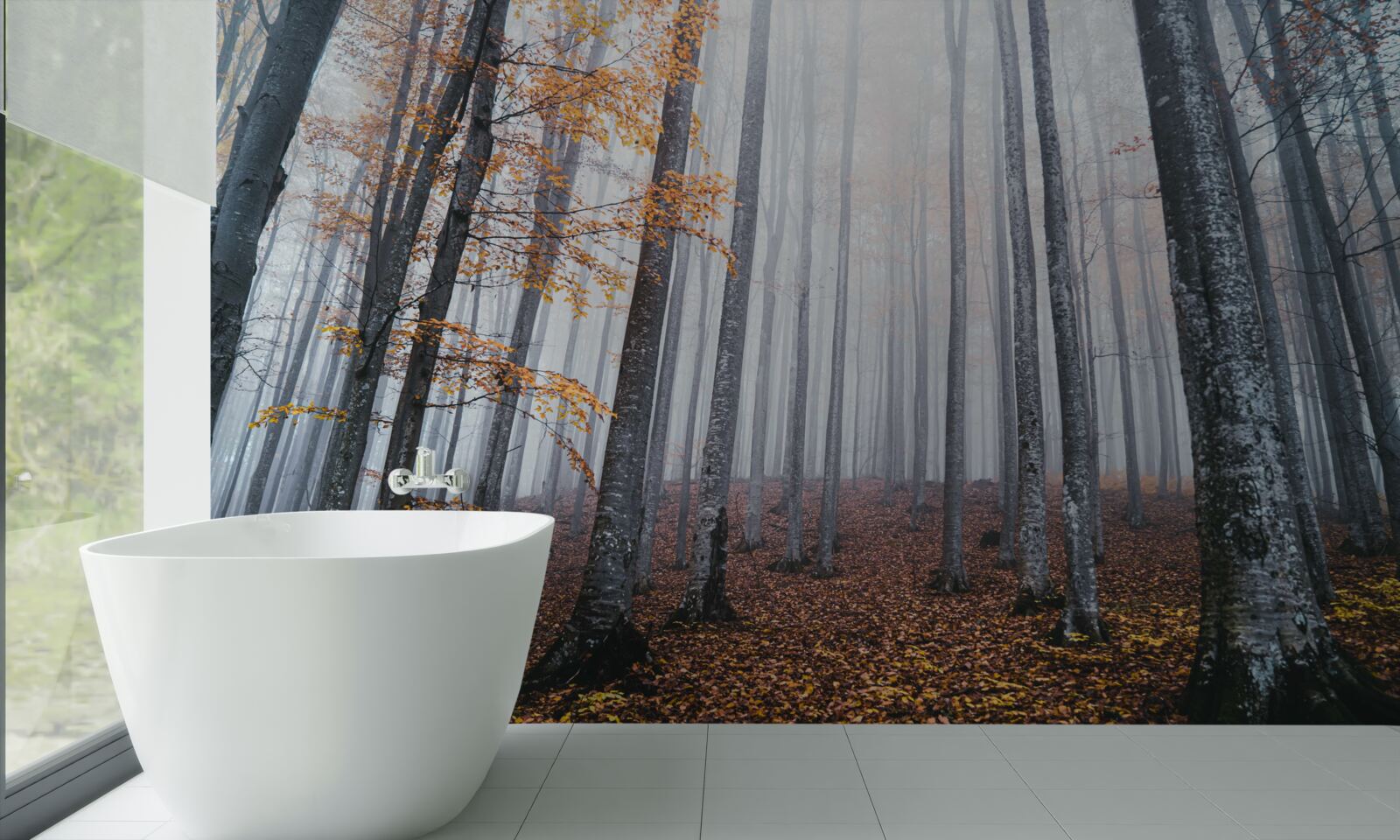 Papier peint brume dans une gracieuse forêt d'automne