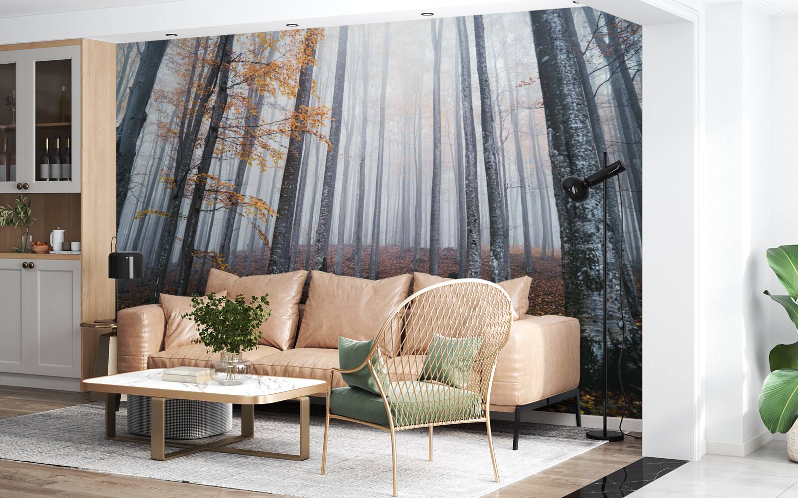 Papier peint brume dans une gracieuse forêt d'automne