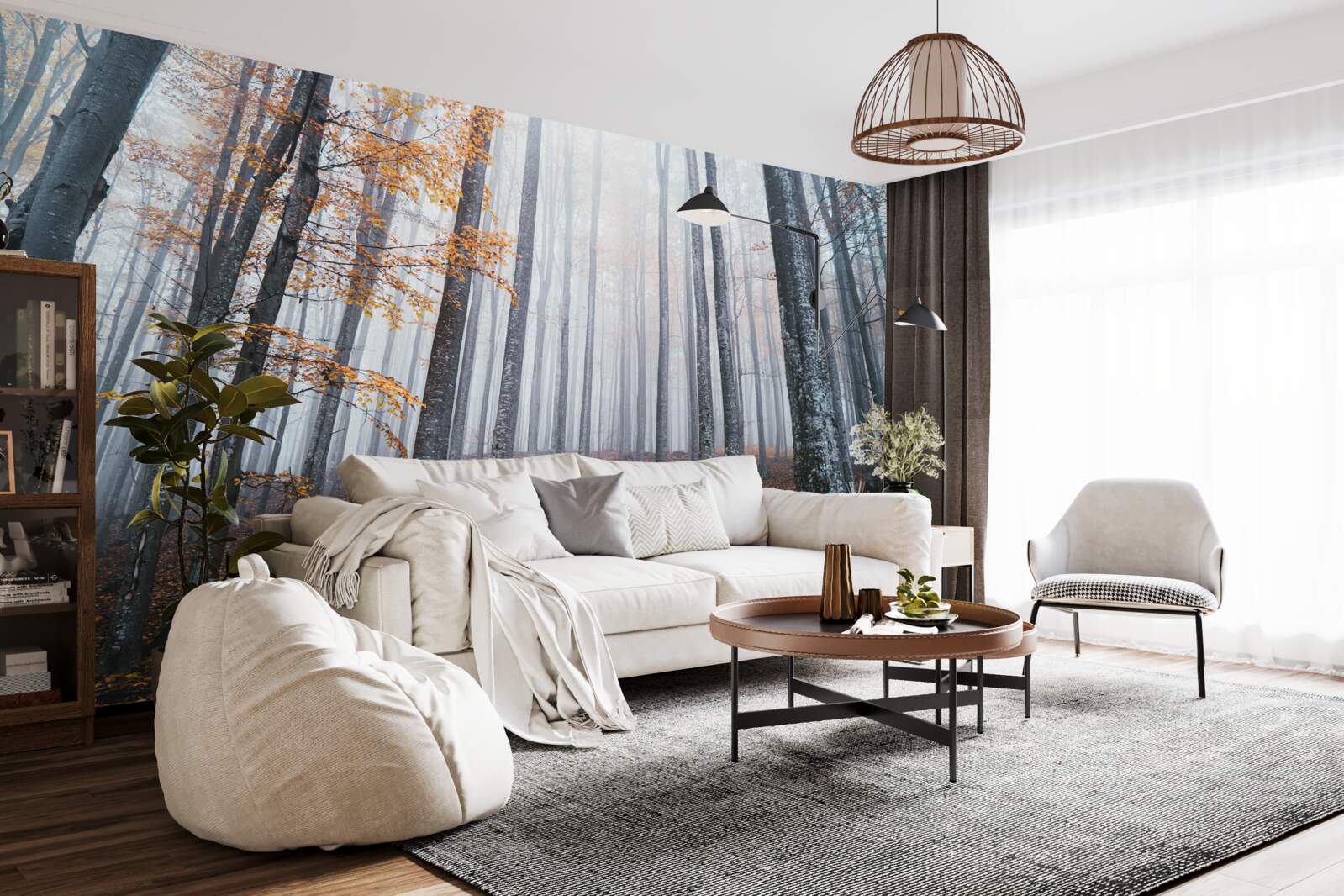 Papier peint brume dans une gracieuse forêt d'automne