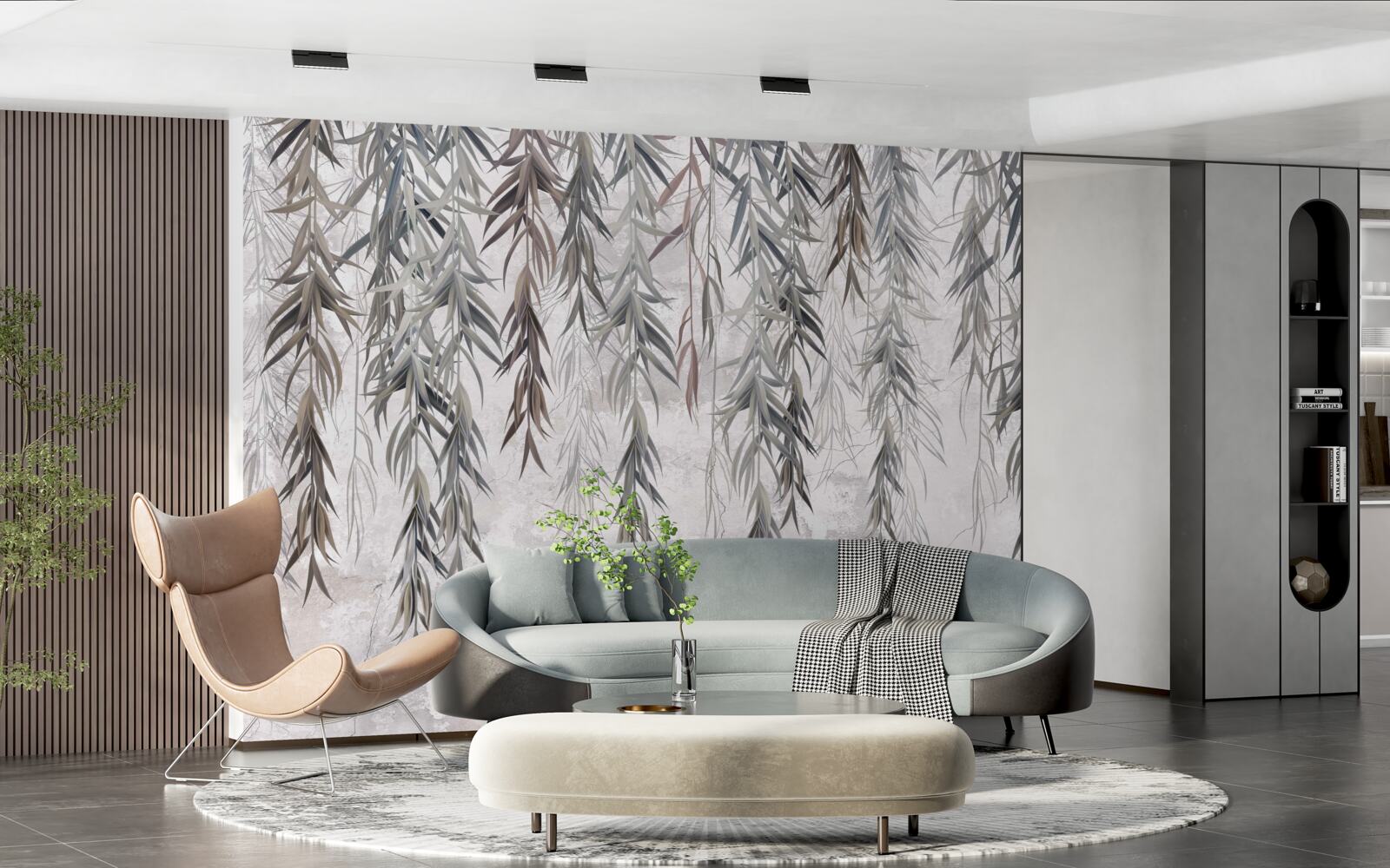 Papier peint feuilles de saule en automne