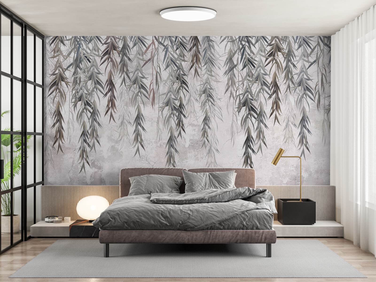 Papier peint feuilles de saule en automne