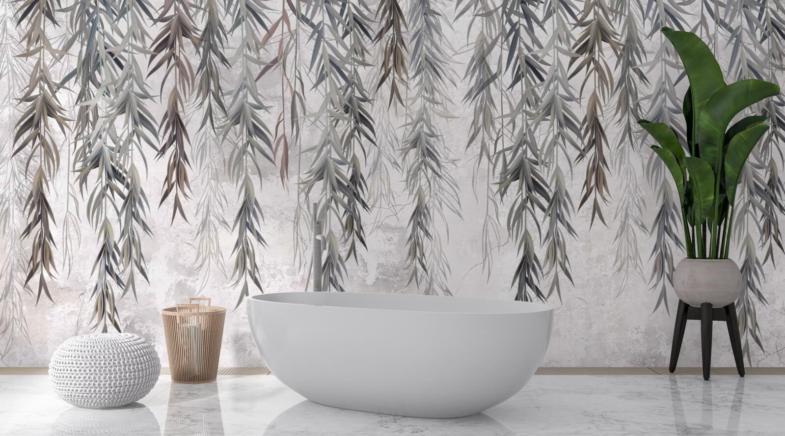 Papier peint feuilles de saule en automne