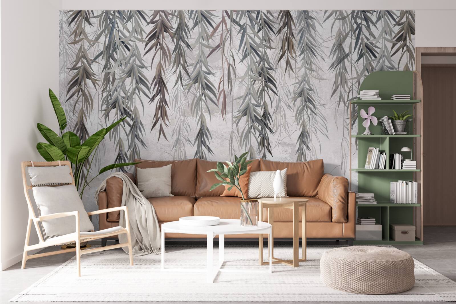 Papier peint feuilles de saule en automne