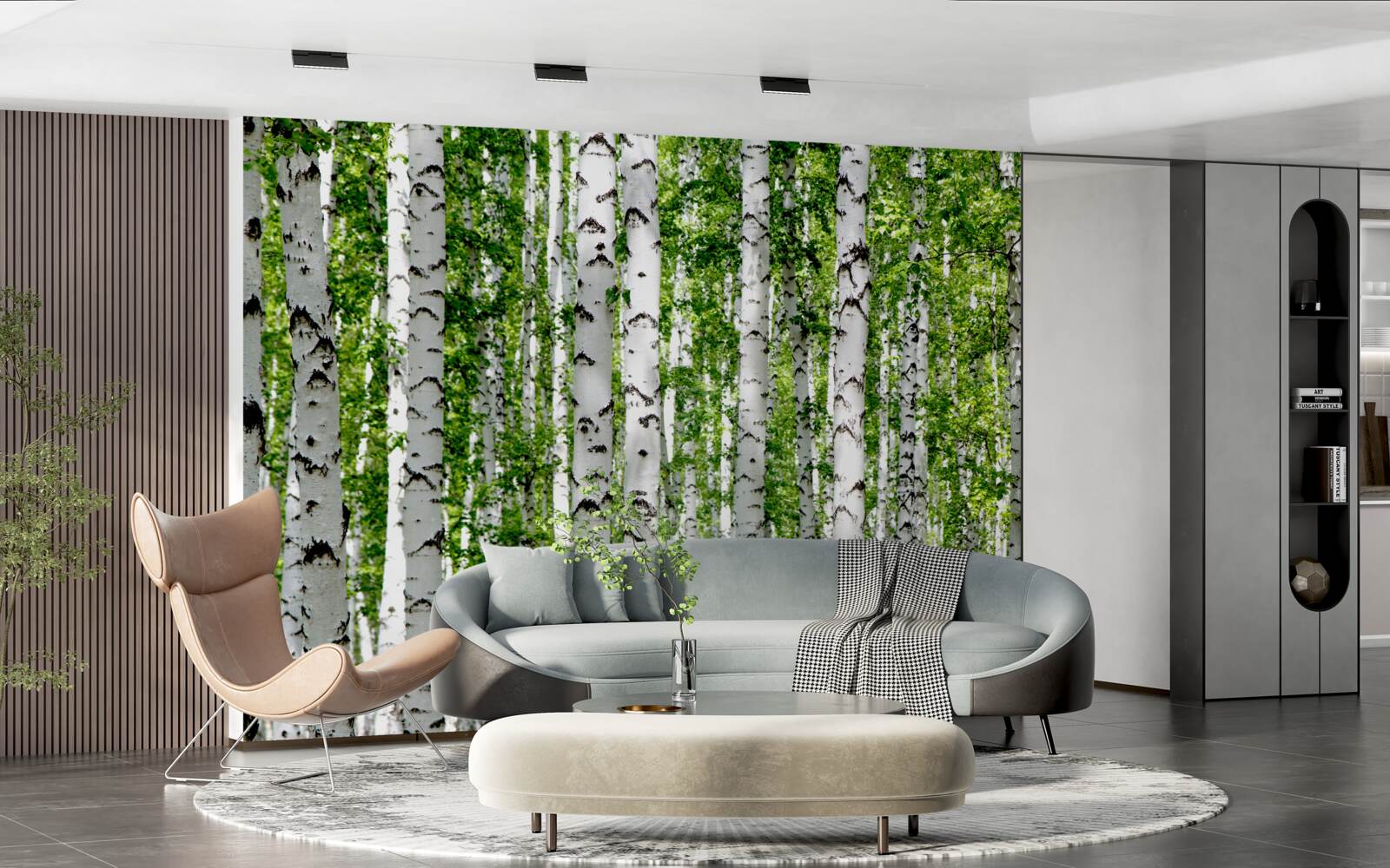 Papier peint les feuilles brillantes des gracieux bouleaux