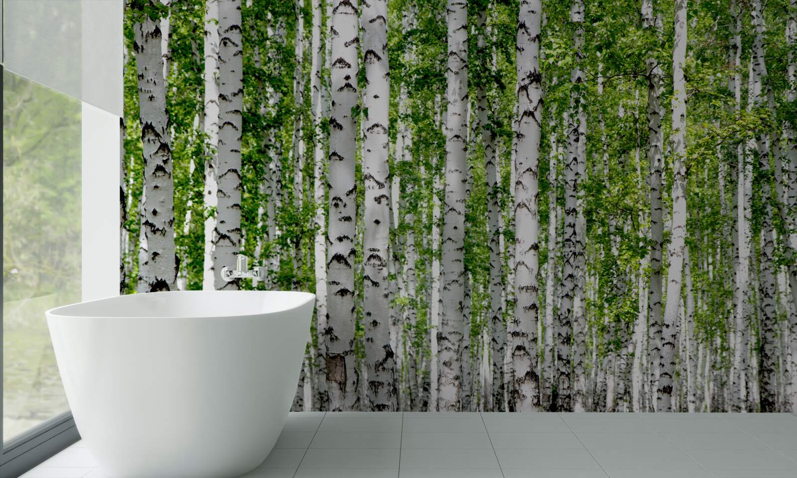 Papier peint les feuilles brillantes des gracieux bouleaux