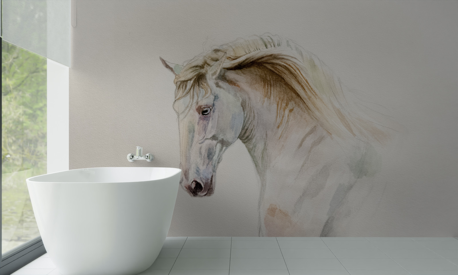 Papier peint le cheval blanc en mouvement