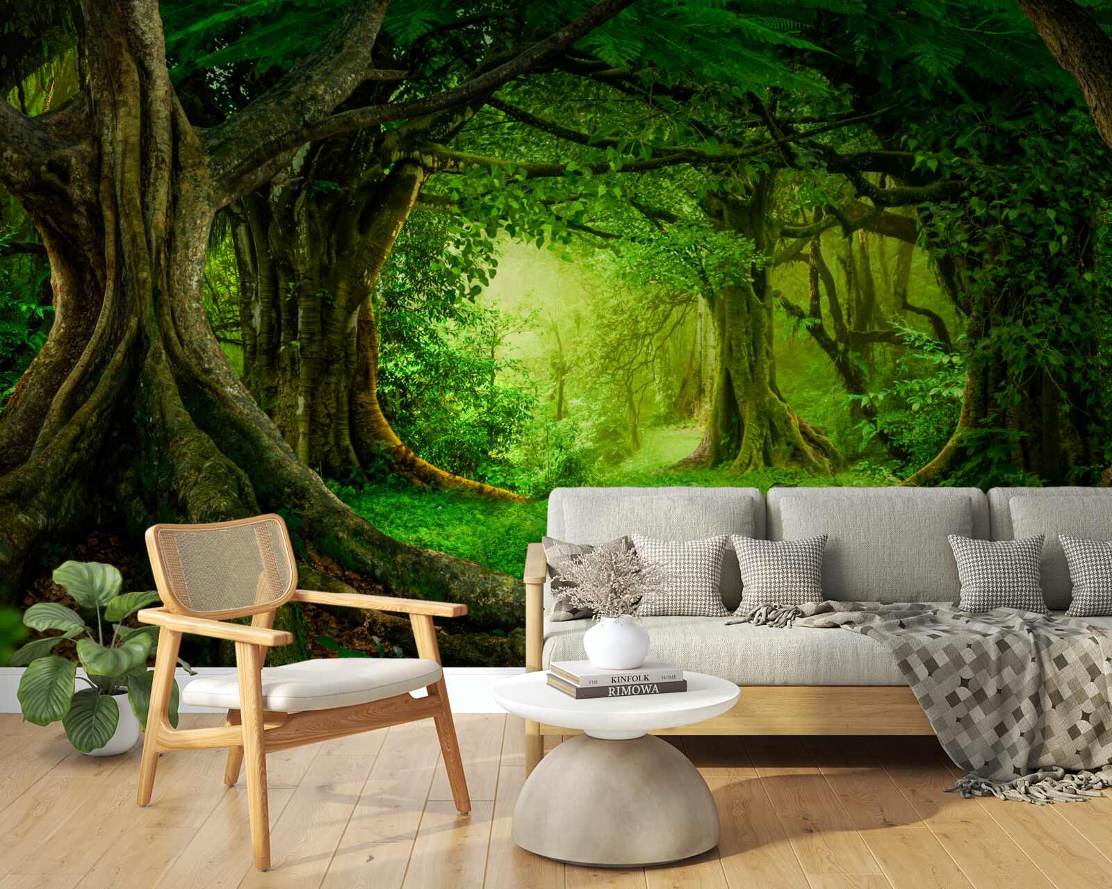 Papier peint des arbres anciens dans un bosquet verdoyant