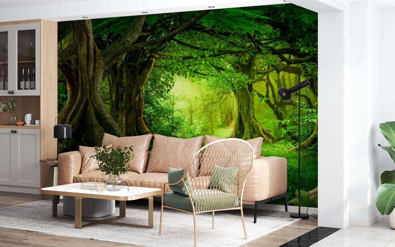 Papier peint des arbres anciens dans un bosquet verdoyant