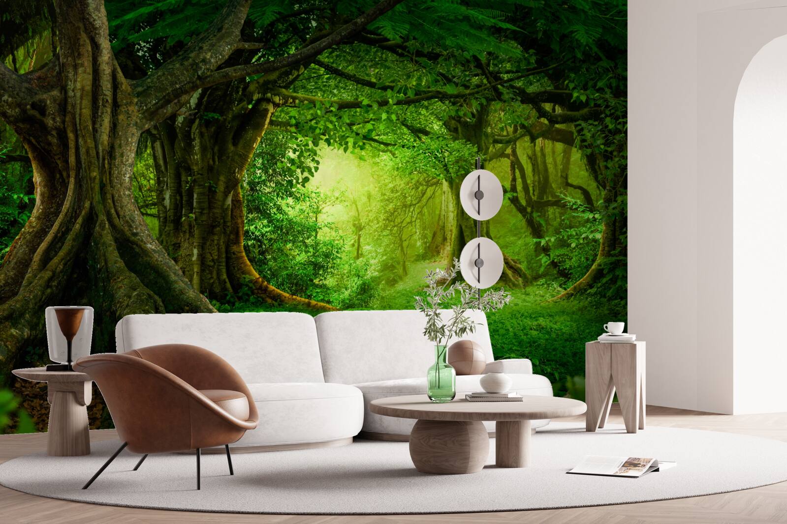 Papier peint des arbres anciens dans un bosquet verdoyant