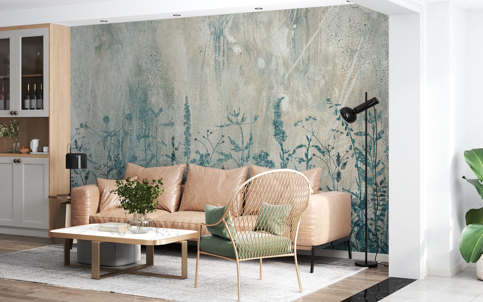 Papier peint en cas de fortes pluies, les plantes des champs prospèrent