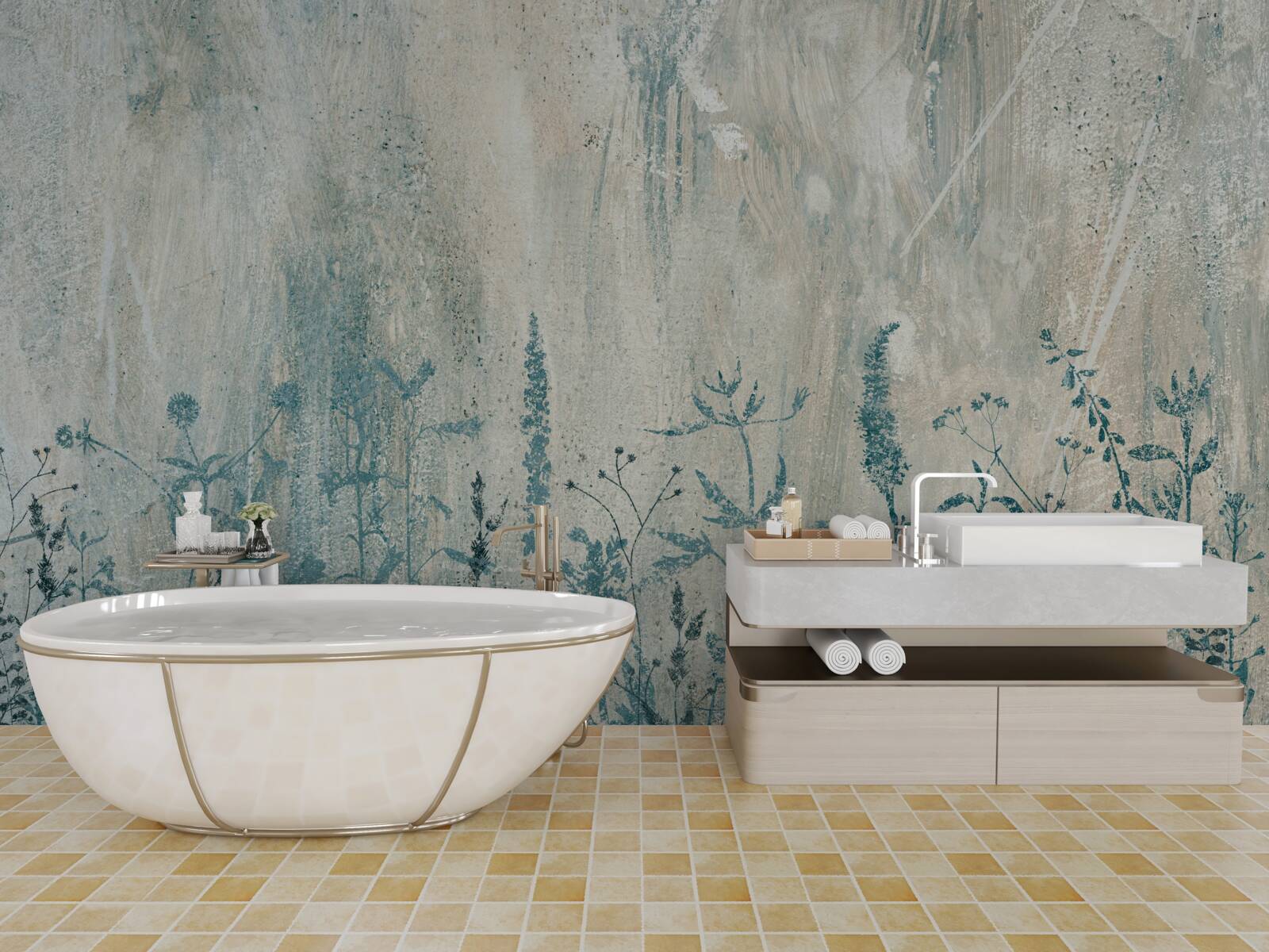 Papier peint en cas de fortes pluies, les plantes des champs prospèrent