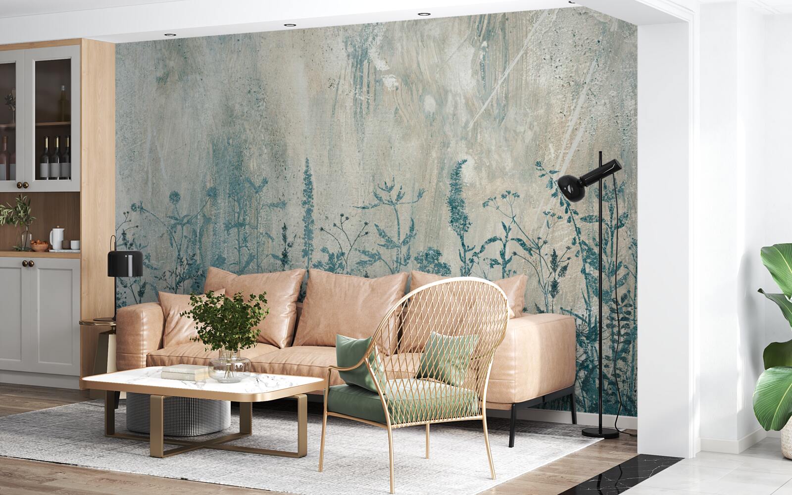 Papier peint en cas de fortes pluies, les plantes des champs prospèrent