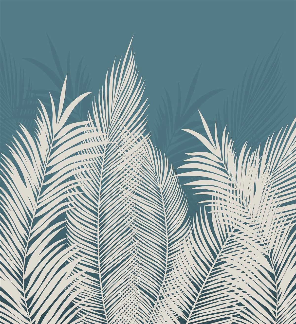 Papier peint duvets blancs sur fond bleu