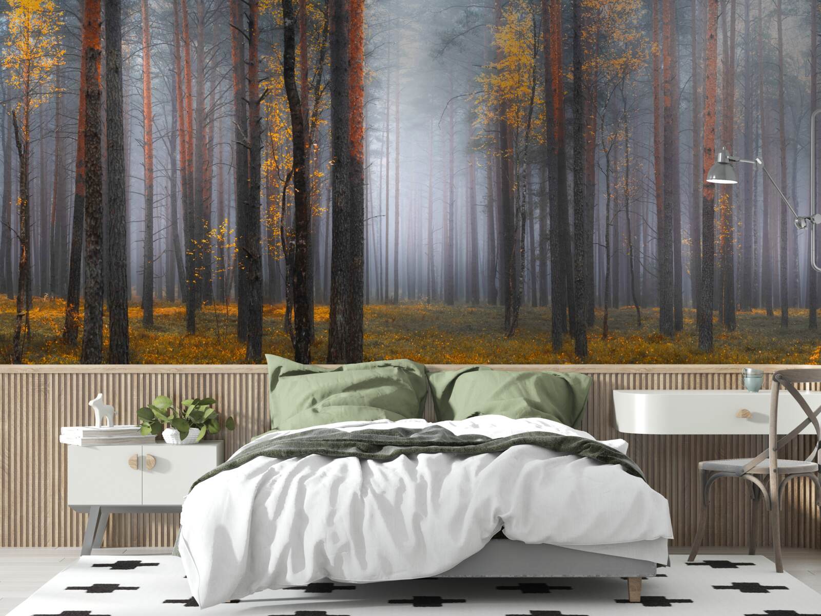 Papier peint un brouillard épais recouvre la forêt