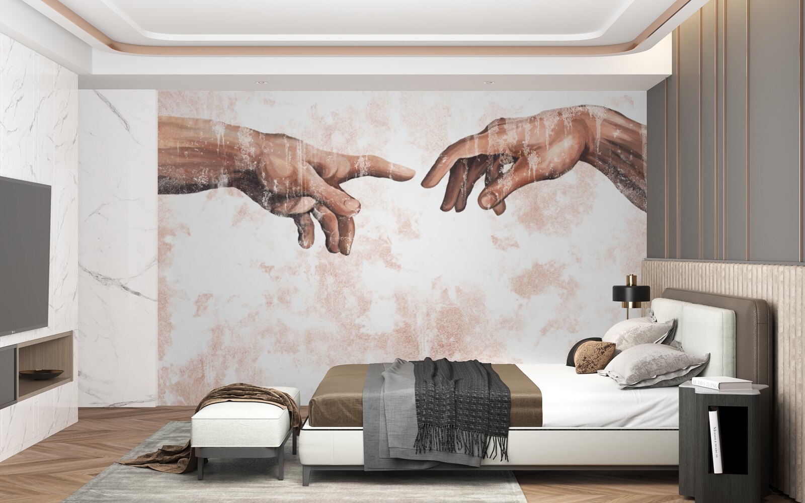 Papier peint les mains d'un homme et d'une femme qui s'unissent