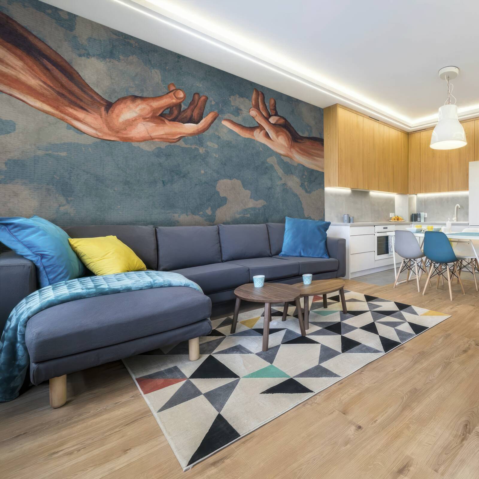 Papier peint les mains se tendent l'une vers l'autre