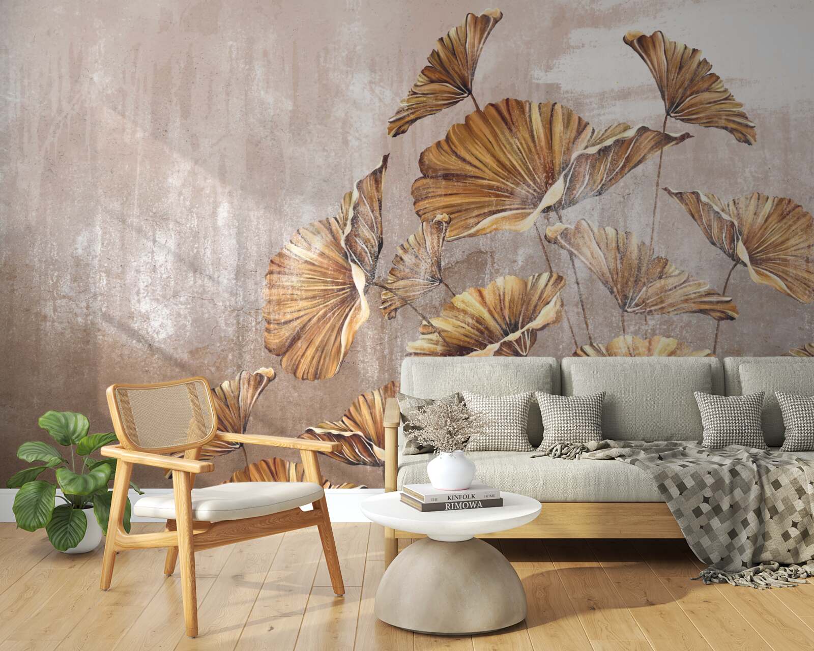 Papier peint fleurs d'automne sous la pluie