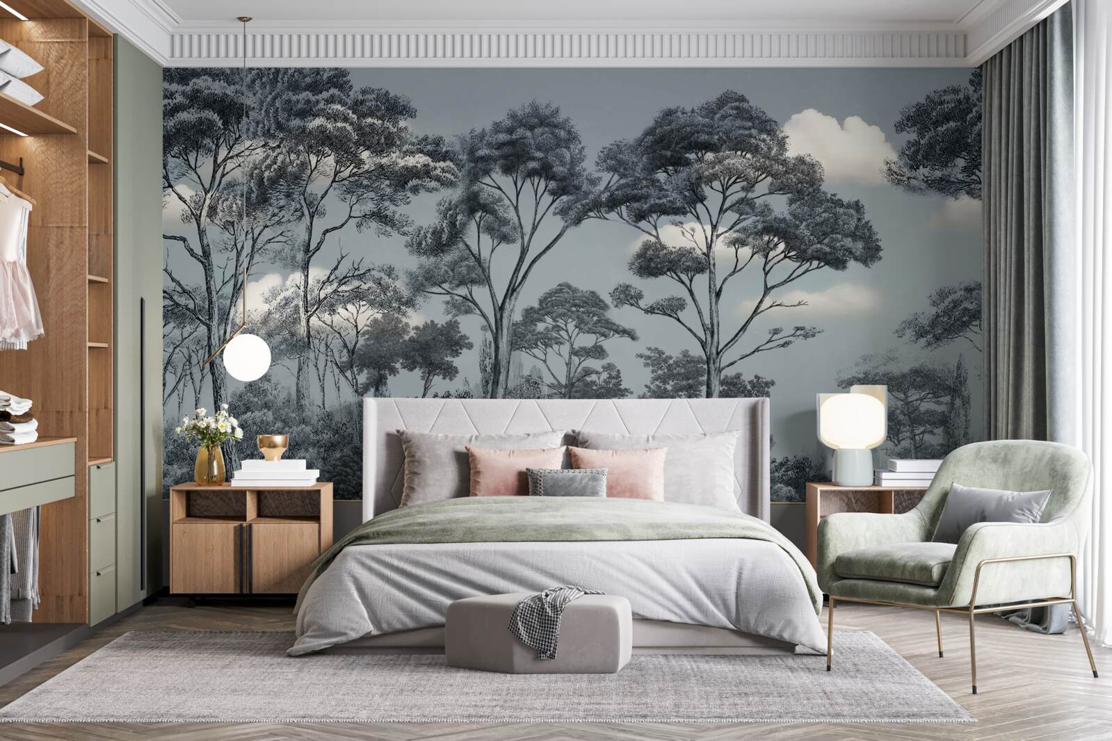 Papier peint la forêt s'enfonce dans la nuit qui vient