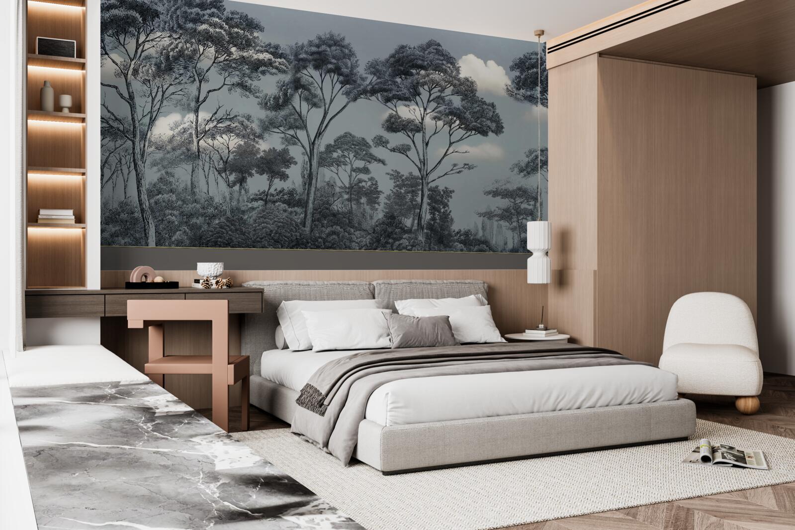 Papier peint la forêt s'enfonce dans la nuit qui vient