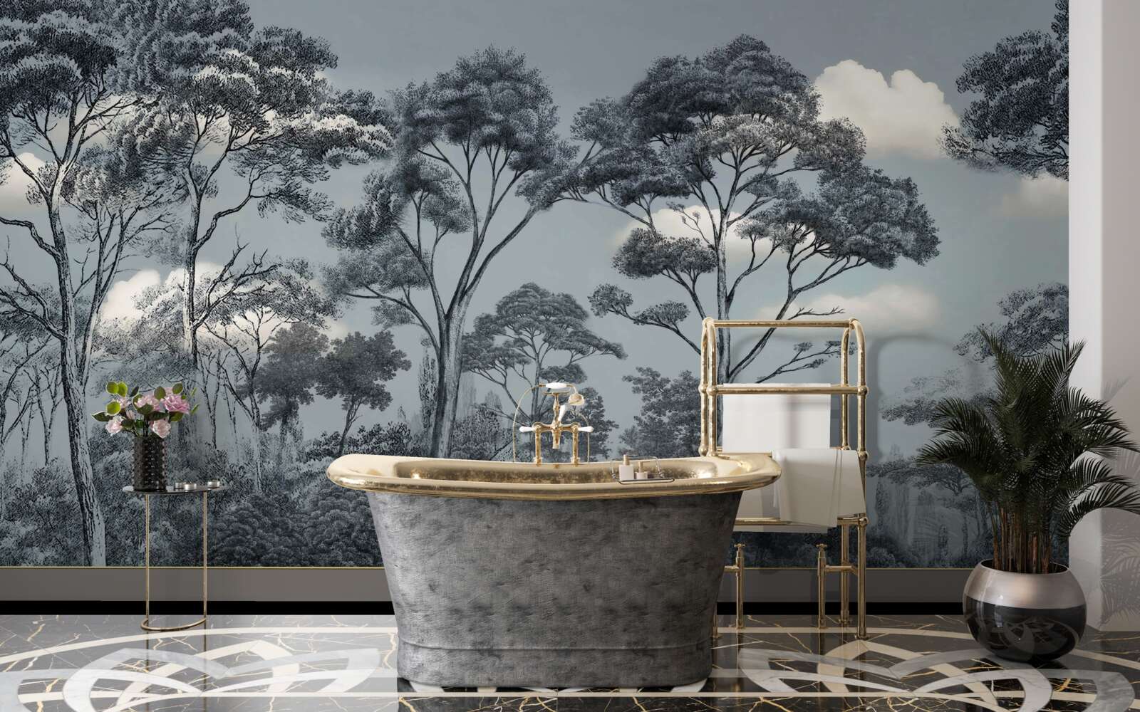 Papier peint la forêt s'enfonce dans la nuit qui vient