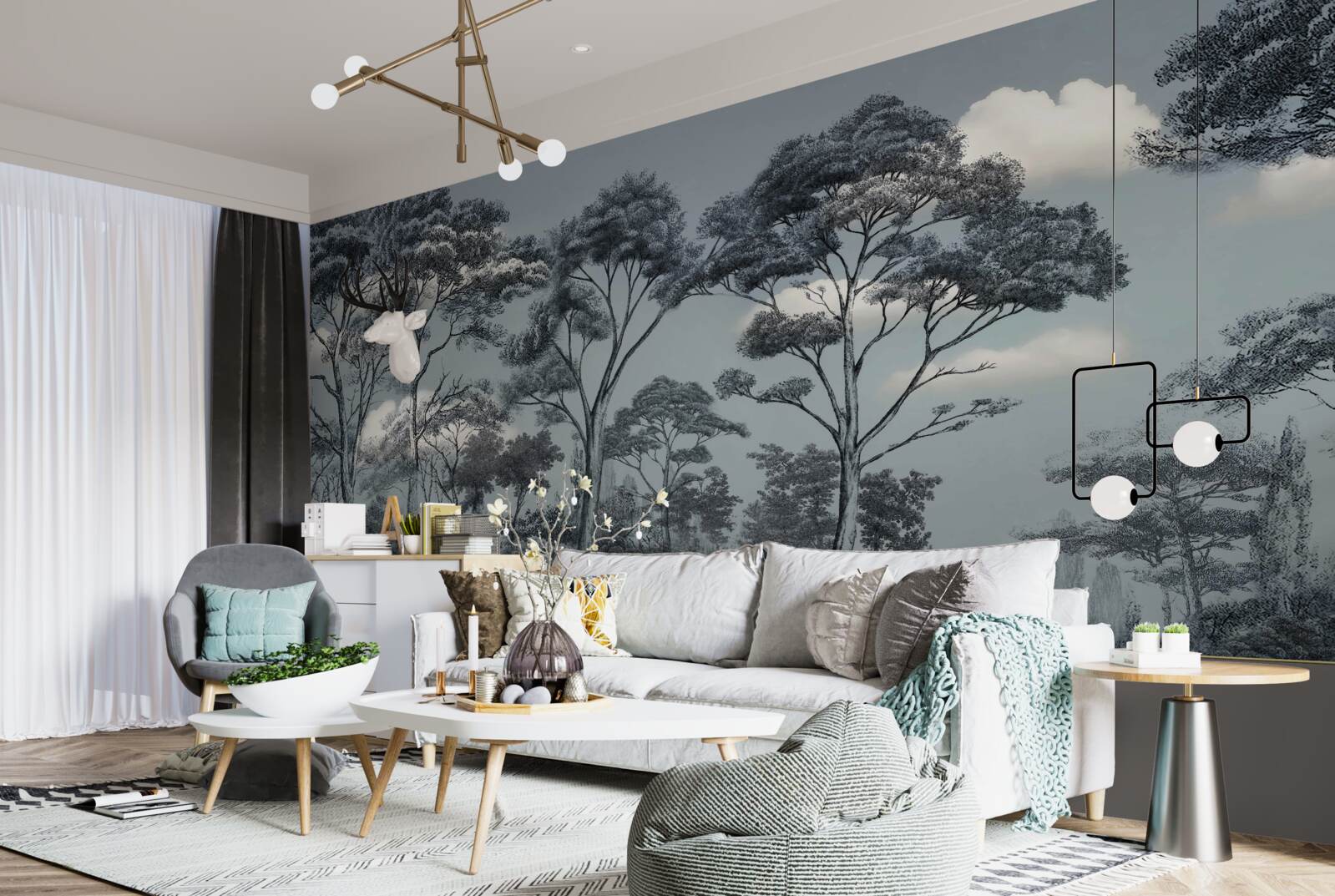 Papier peint la forêt s'enfonce dans la nuit qui vient