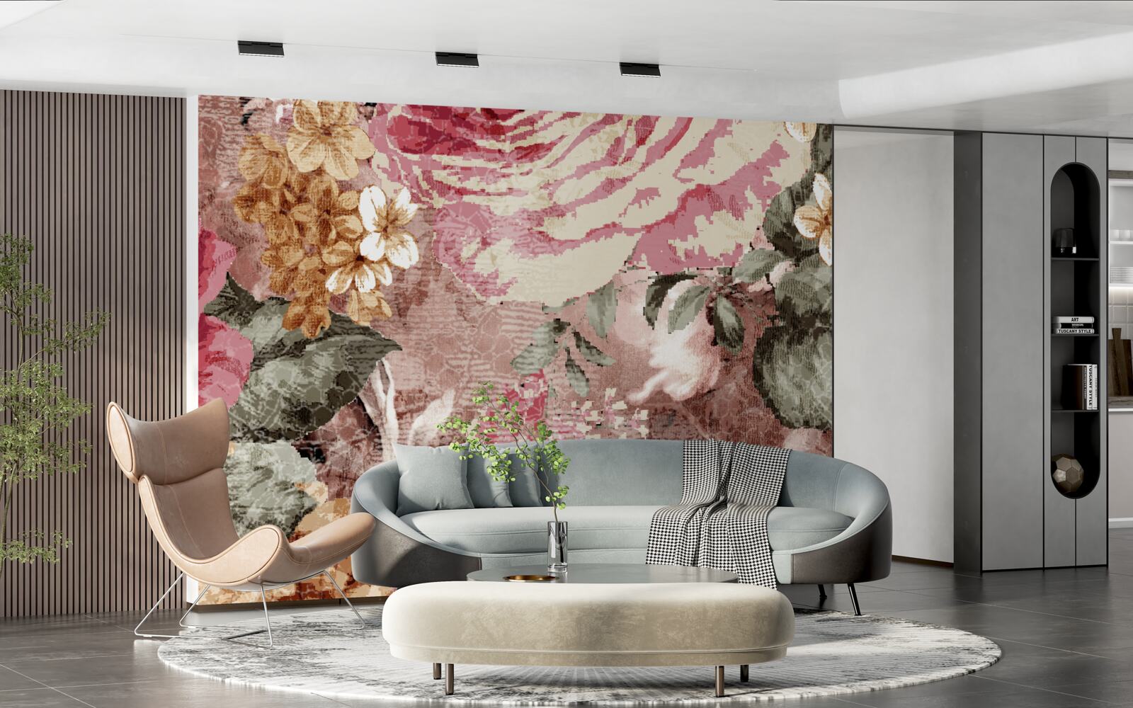 Papier peint l'abondance de fleurs et de plantes est une abstraction