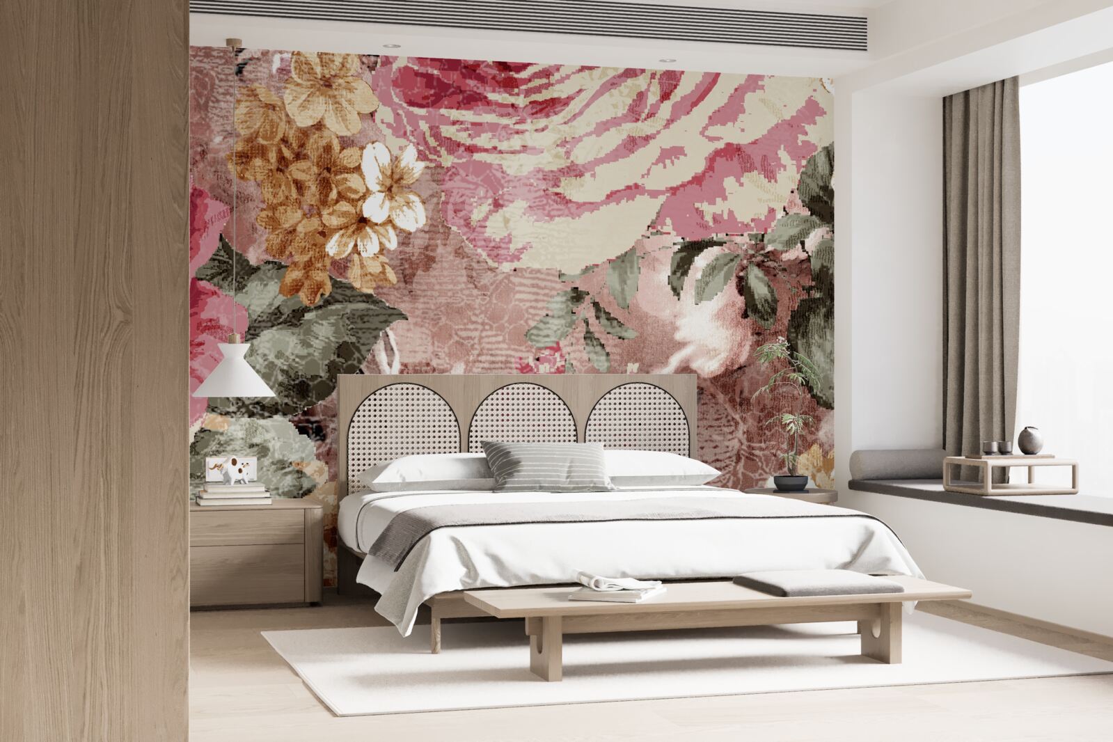 Papier peint l'abondance de fleurs et de plantes est une abstraction