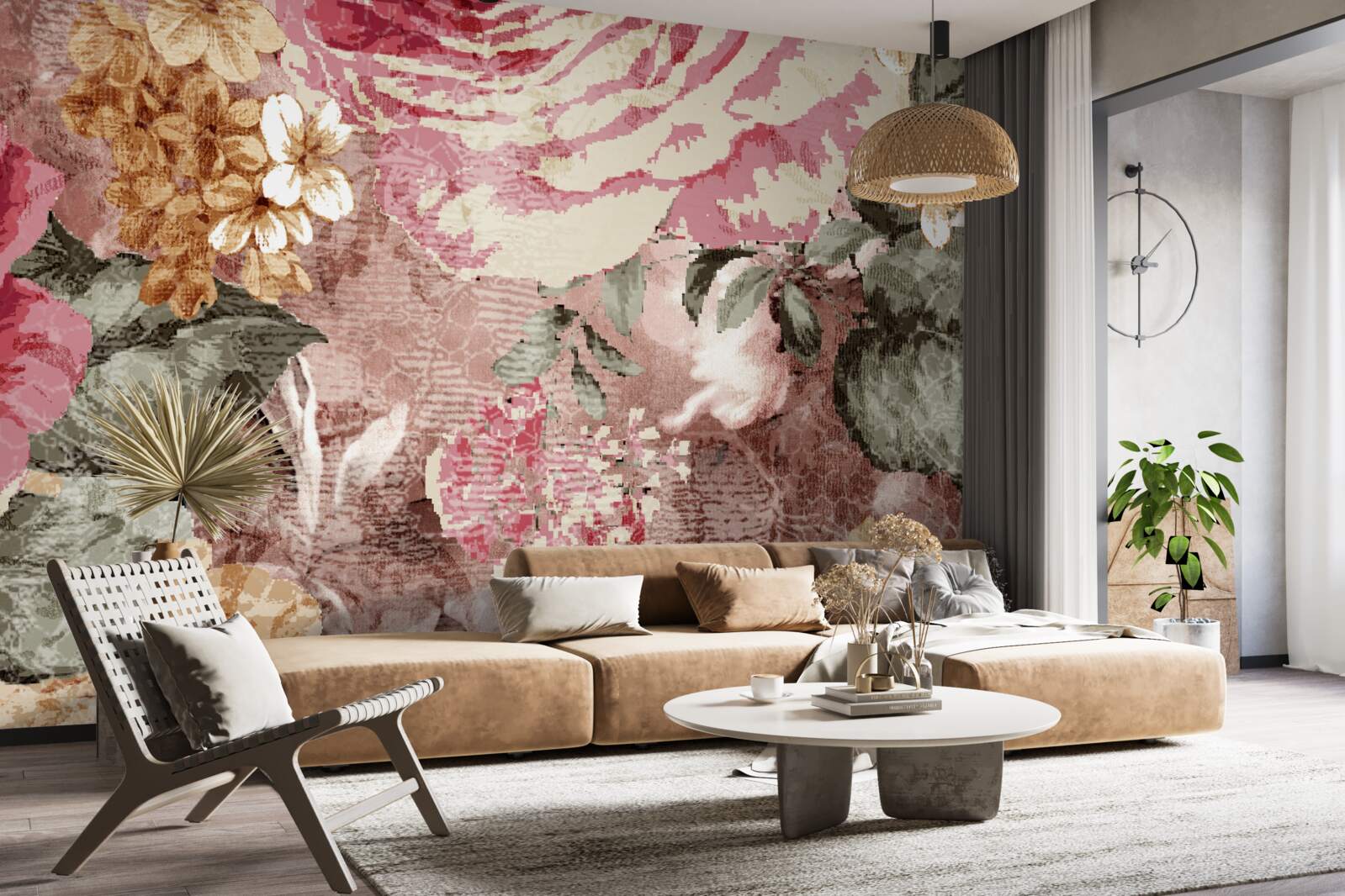 Papier peint l'abondance de fleurs et de plantes est une abstraction