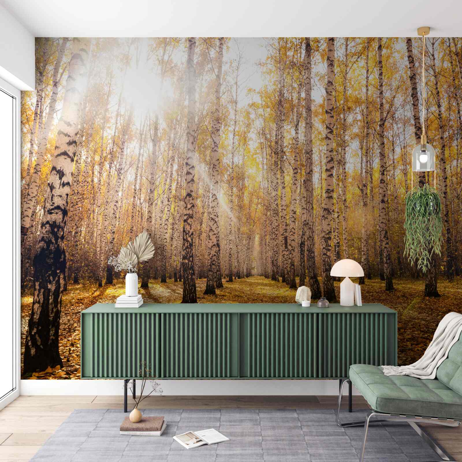 Papier peint a brillé dans l'aube d'un bosquet d'automne