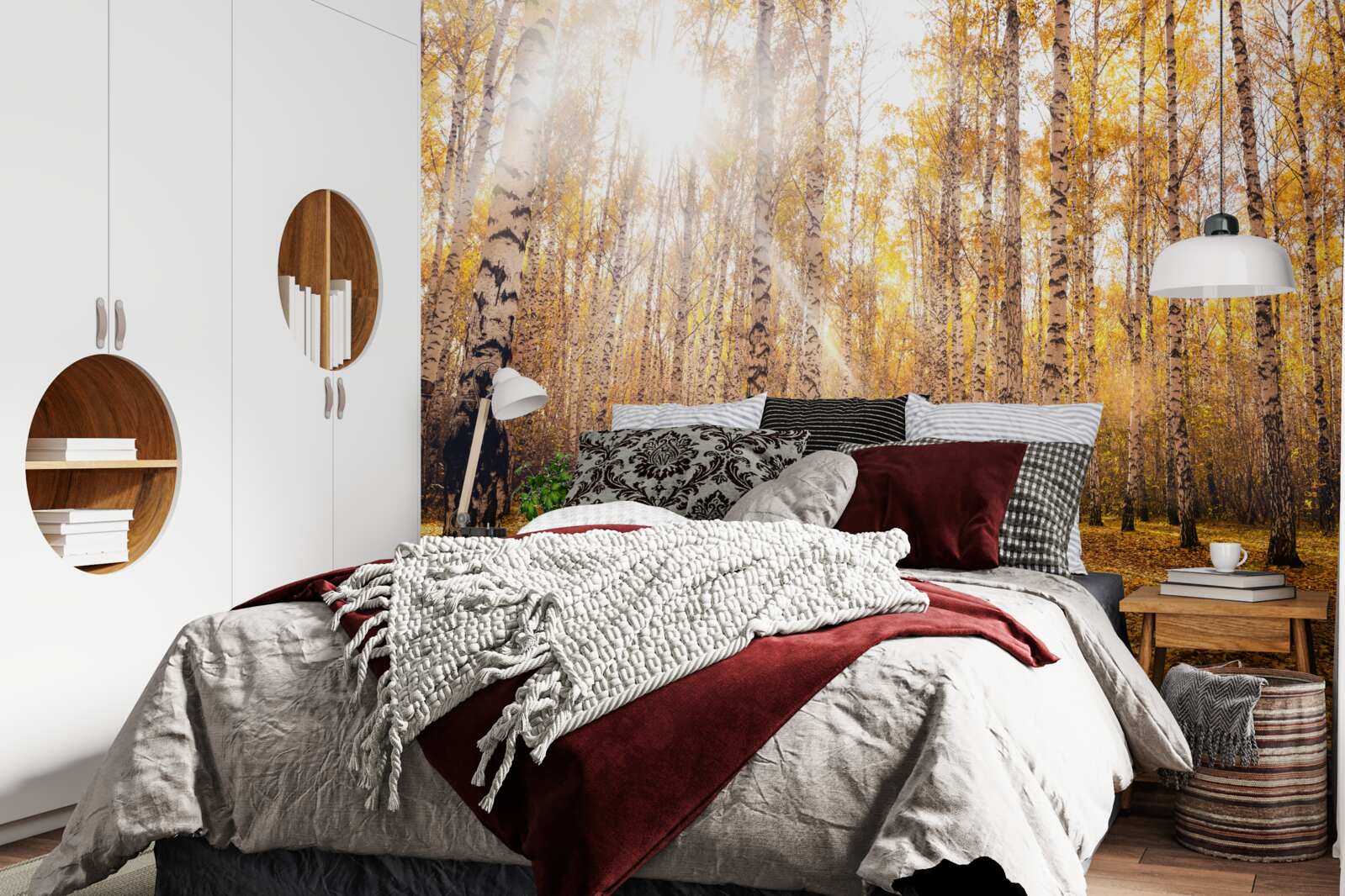 Papier peint a brillé dans l'aube d'un bosquet d'automne