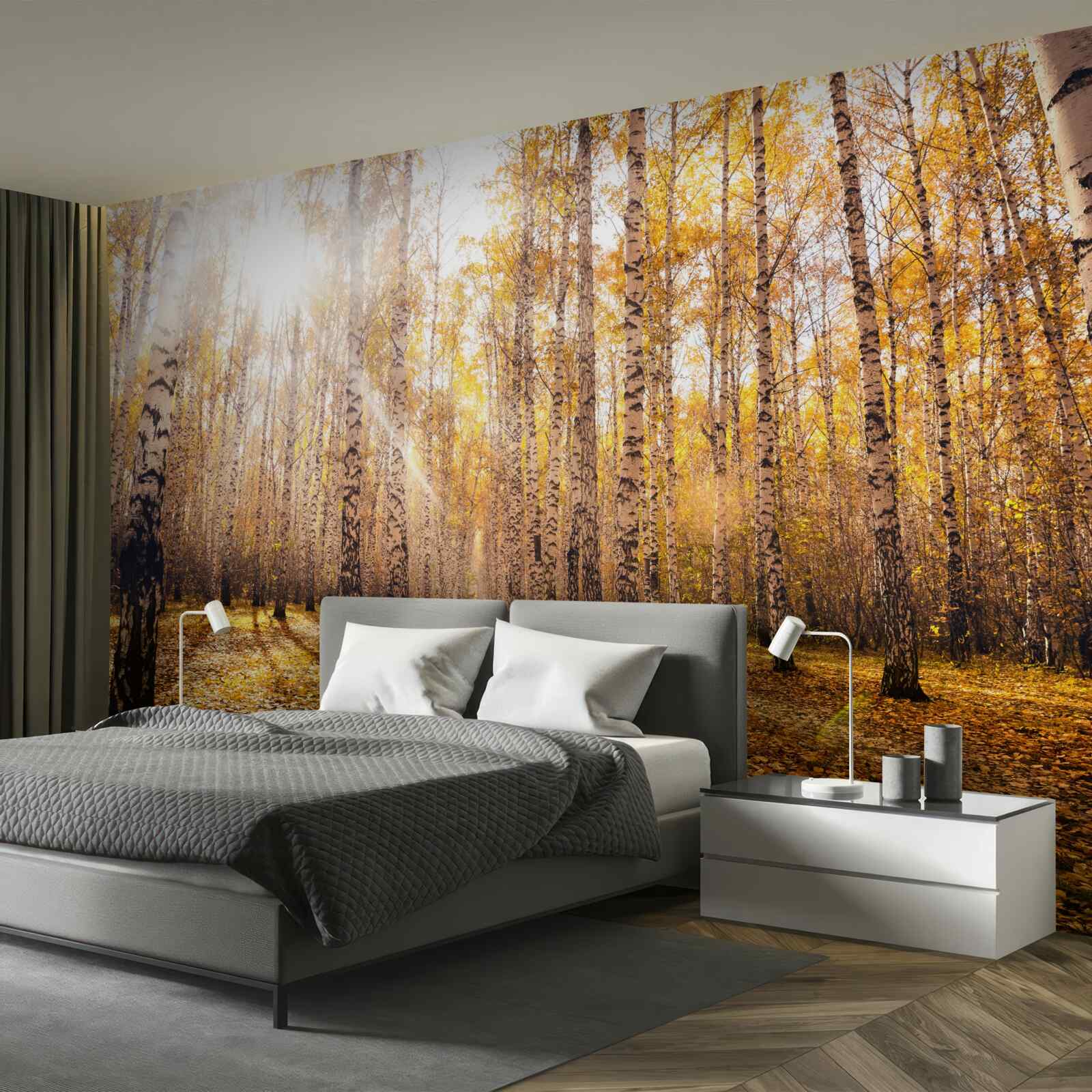 Papier peint a brillé dans l'aube d'un bosquet d'automne