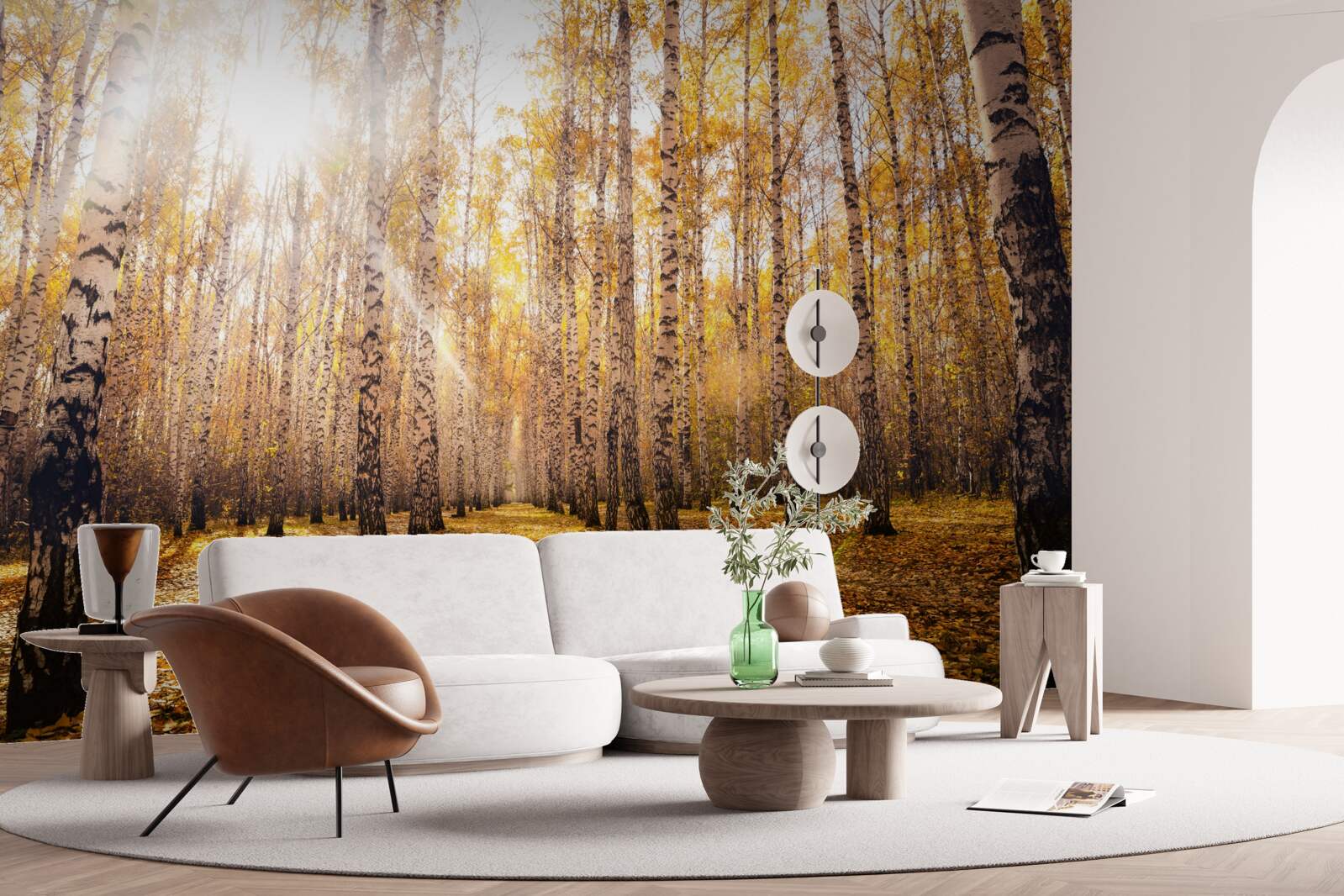 Papier peint a brillé dans l'aube d'un bosquet d'automne