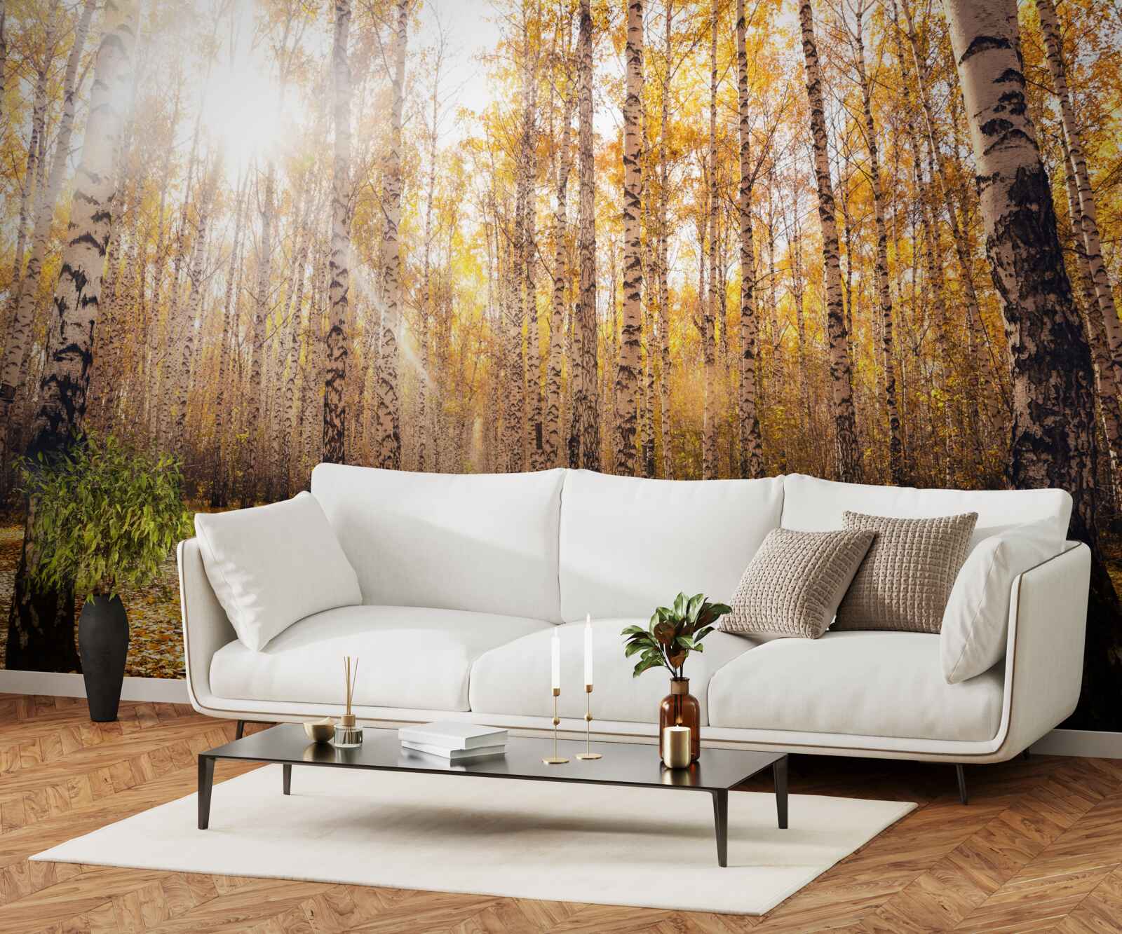 Papier peint a brillé dans l'aube d'un bosquet d'automne