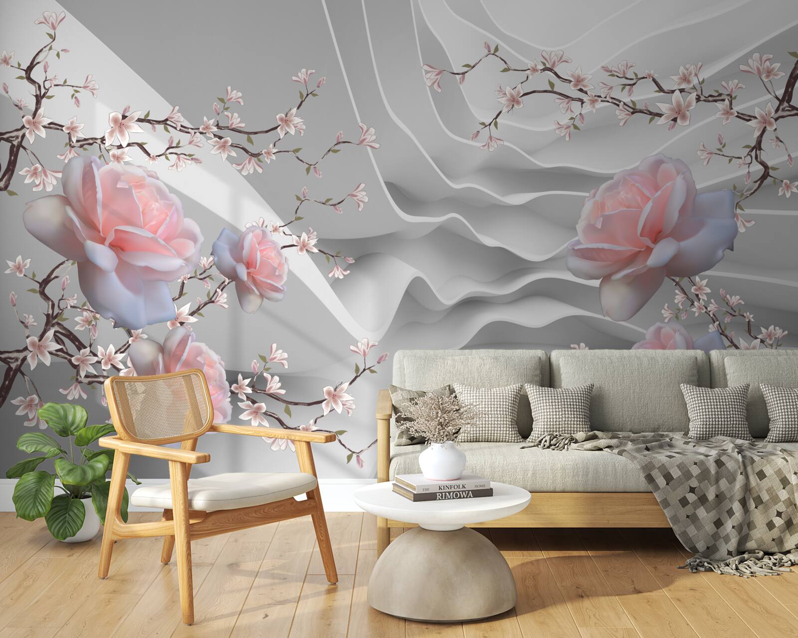 Papier peint l'arrière-plan abstrait souligne harmonieusement la délicatesse de la rose