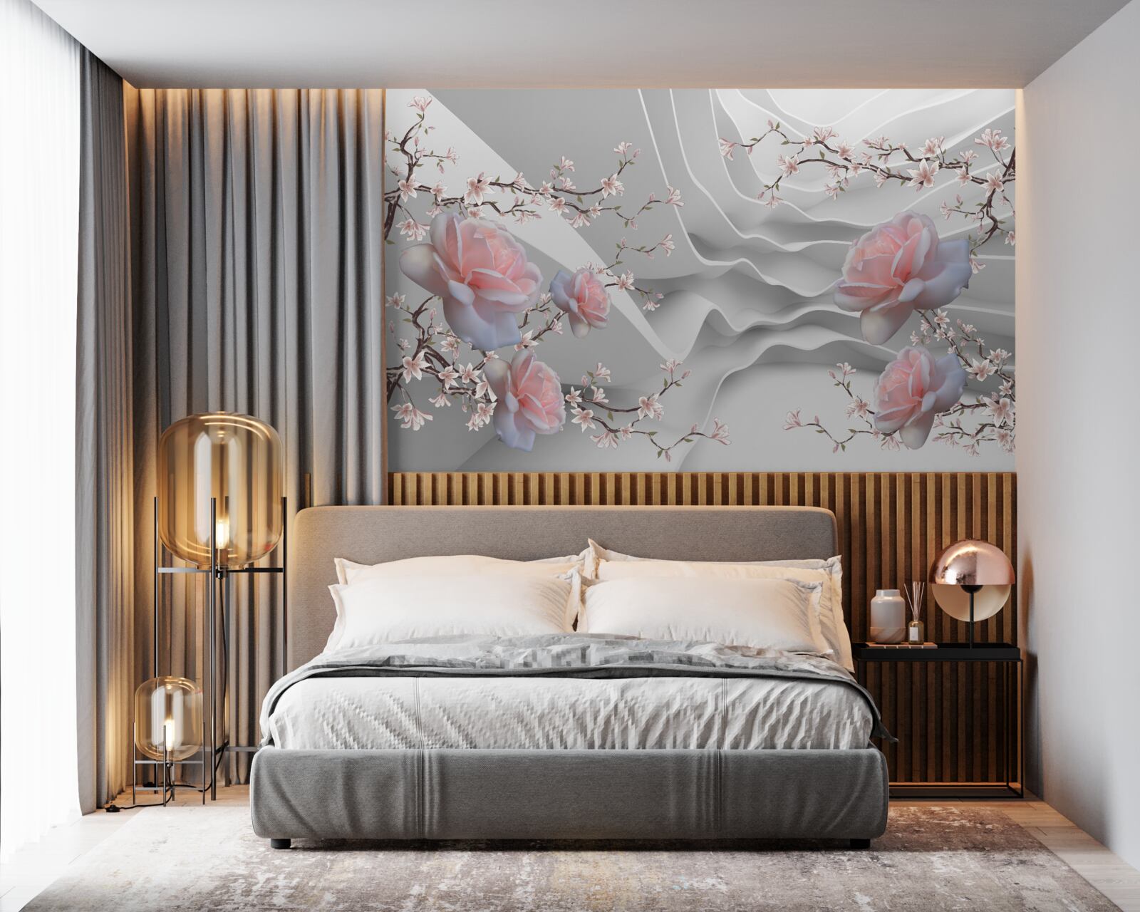 Papier peint l'arrière-plan abstrait souligne harmonieusement la délicatesse de la rose