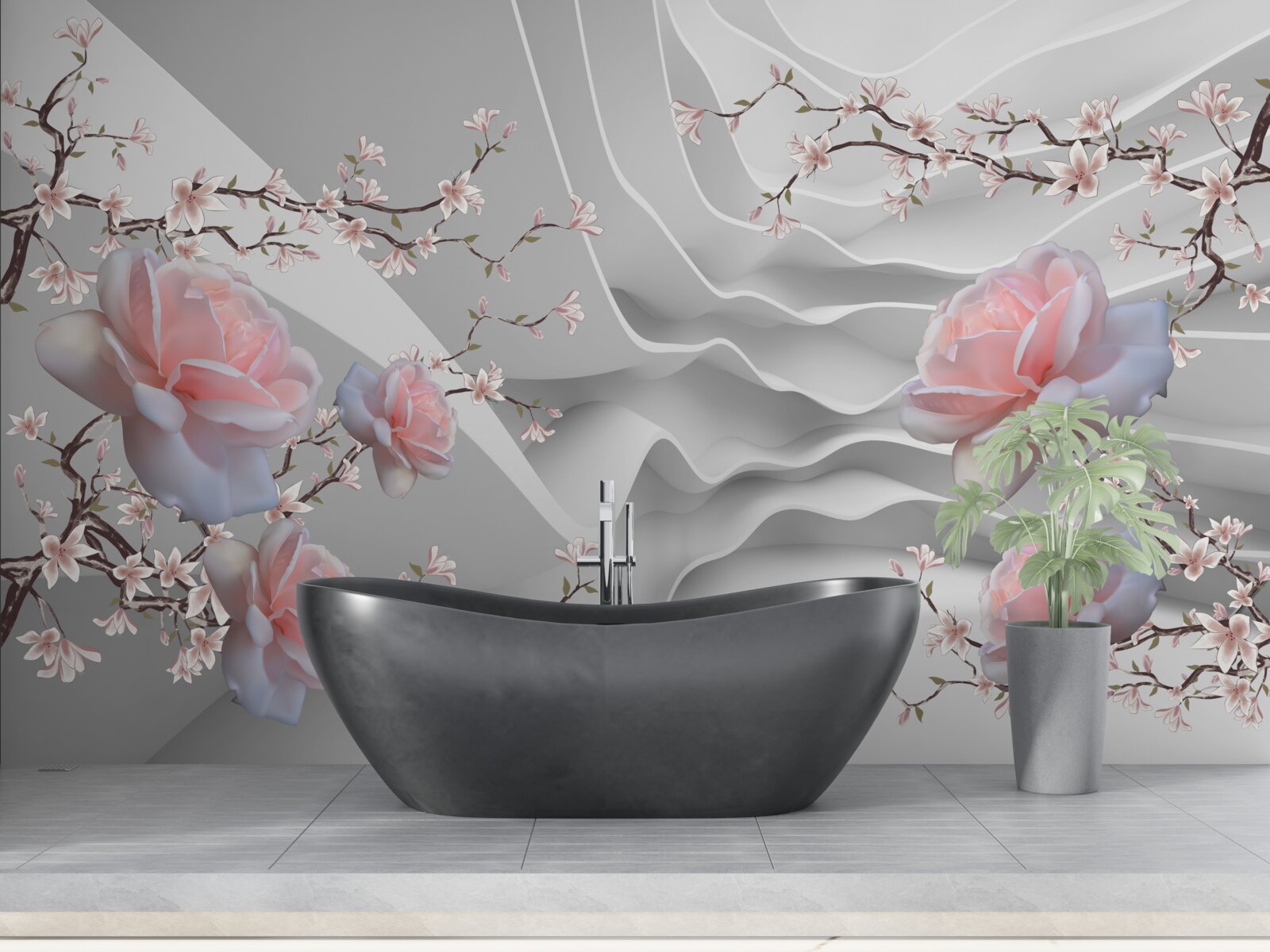 Papier peint l'arrière-plan abstrait souligne harmonieusement la délicatesse de la rose