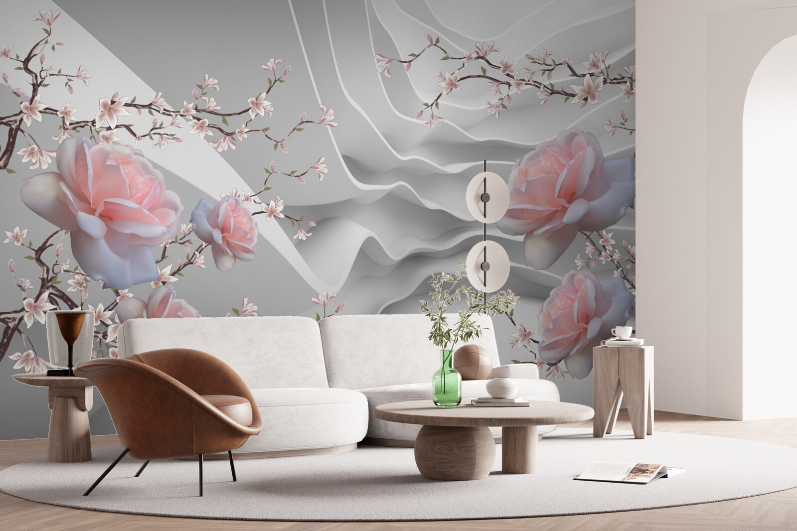 Papier peint l'arrière-plan abstrait souligne harmonieusement la délicatesse de la rose