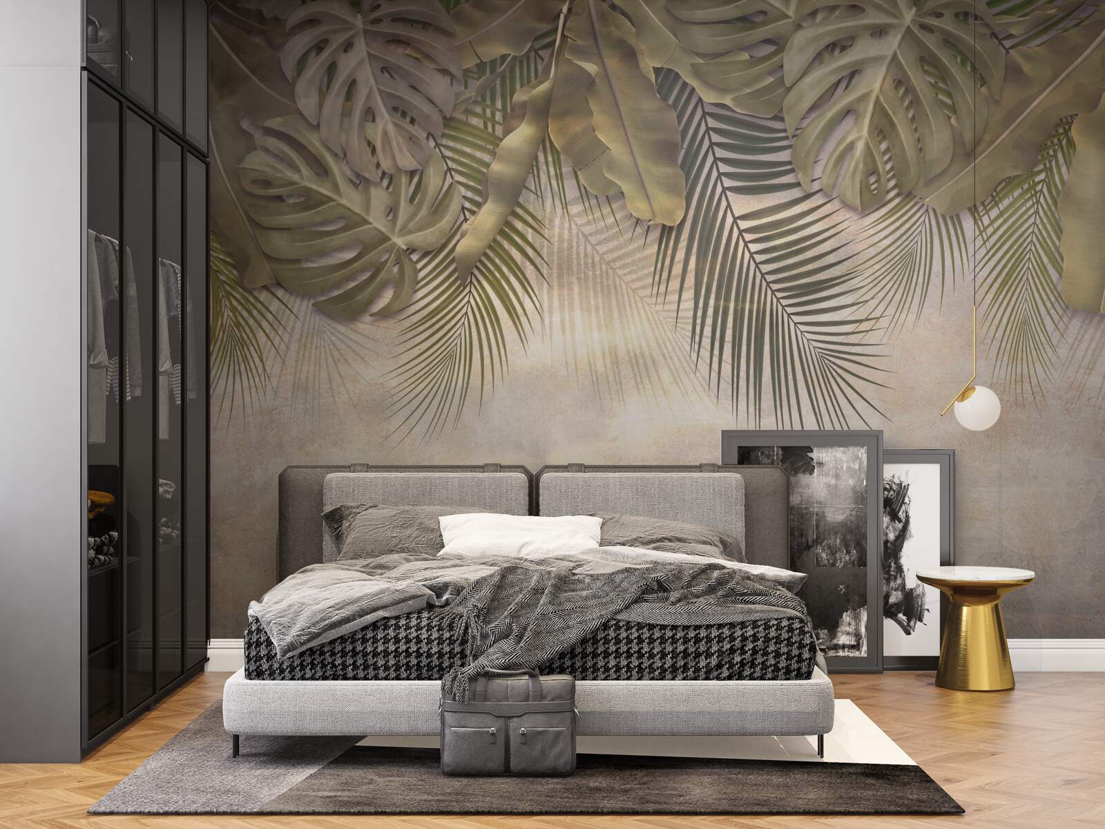 Papier peint flore verte suspendue