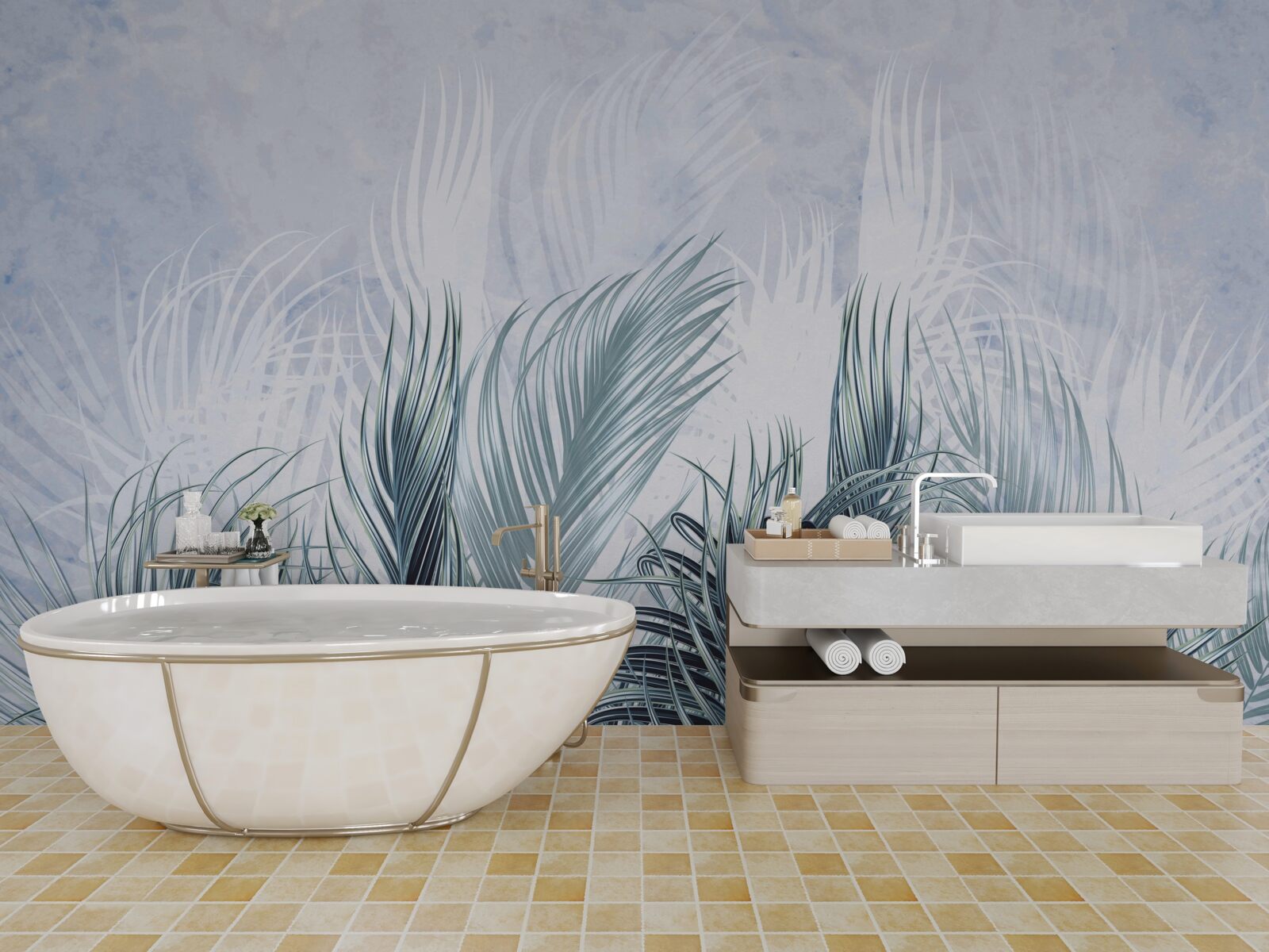 Papier peint les plumes sont comme la brume parmi les feuilles