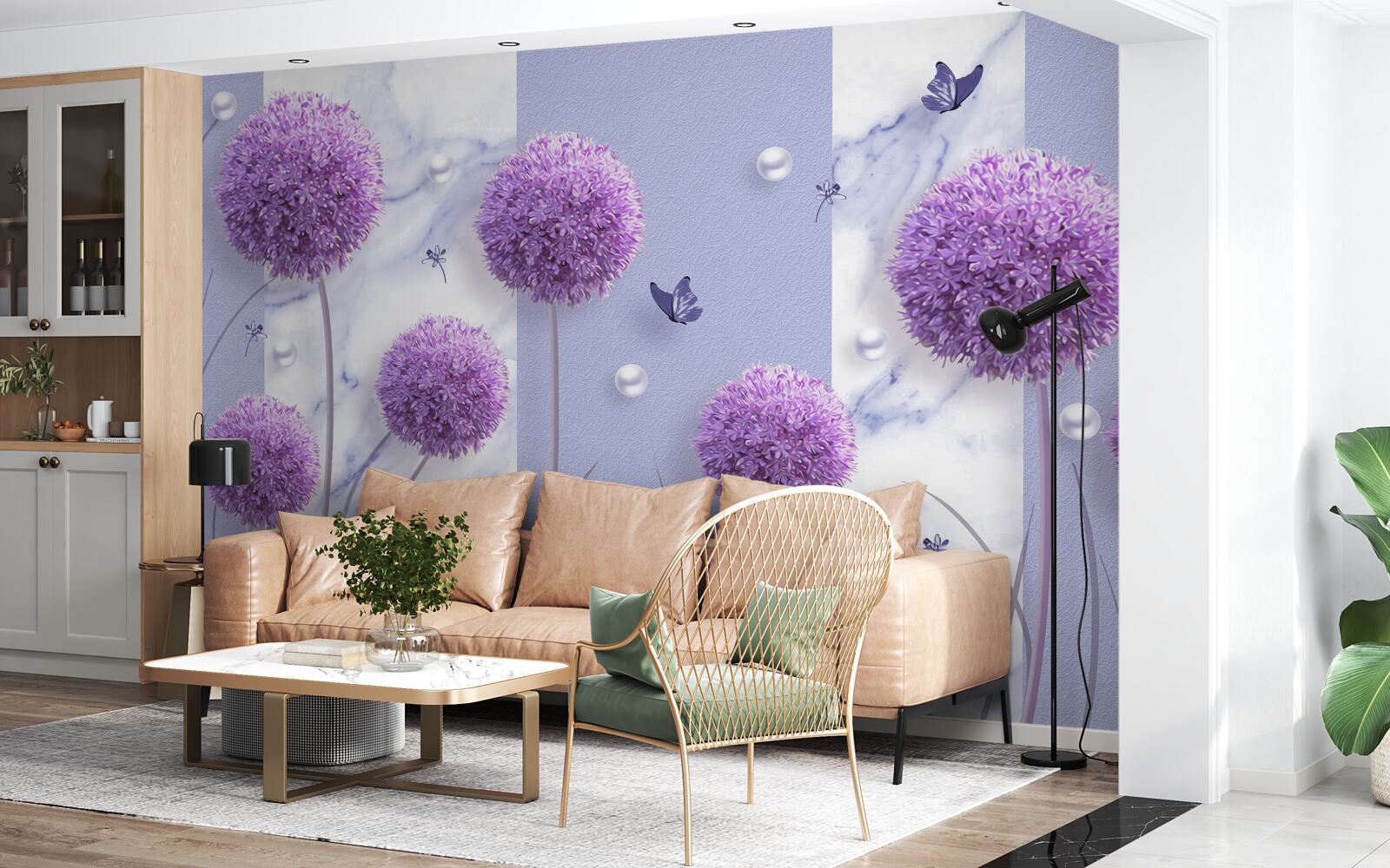 Papier peint les têtes de fleurs des prairies de lys