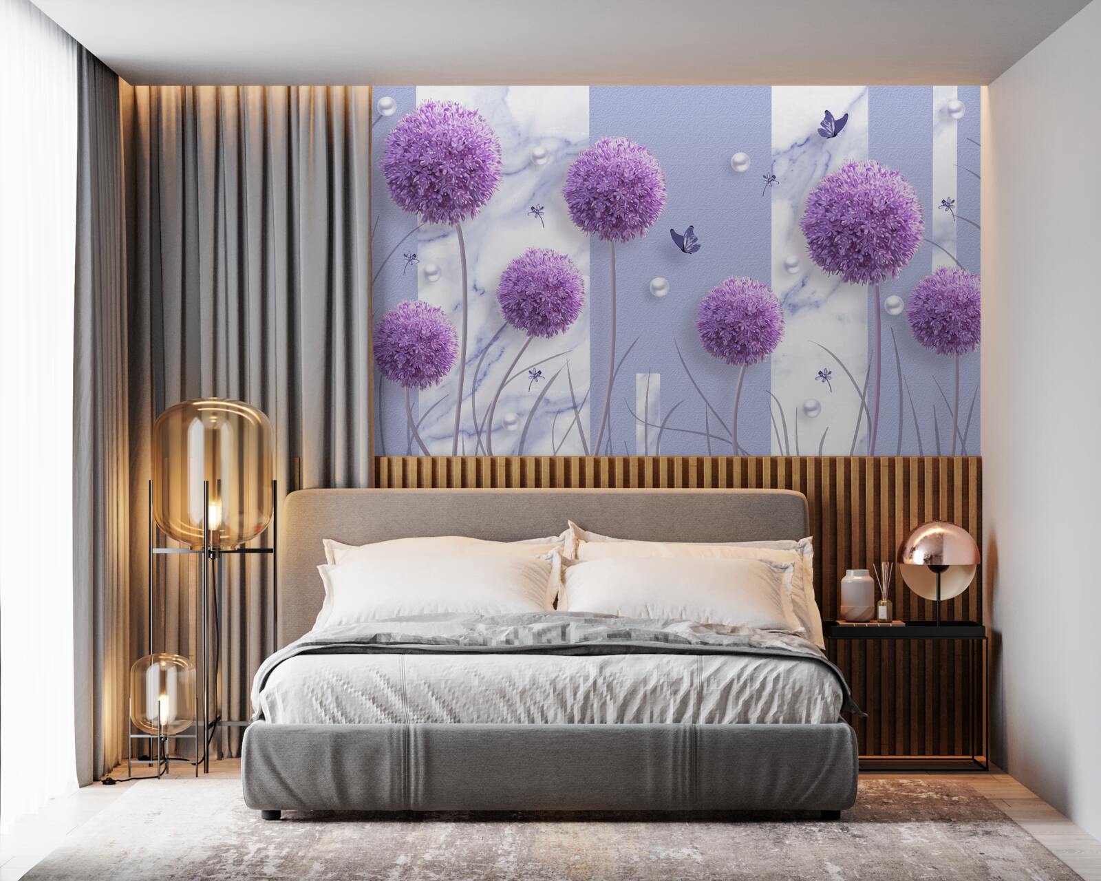 Papier peint les têtes de fleurs des prairies de lys