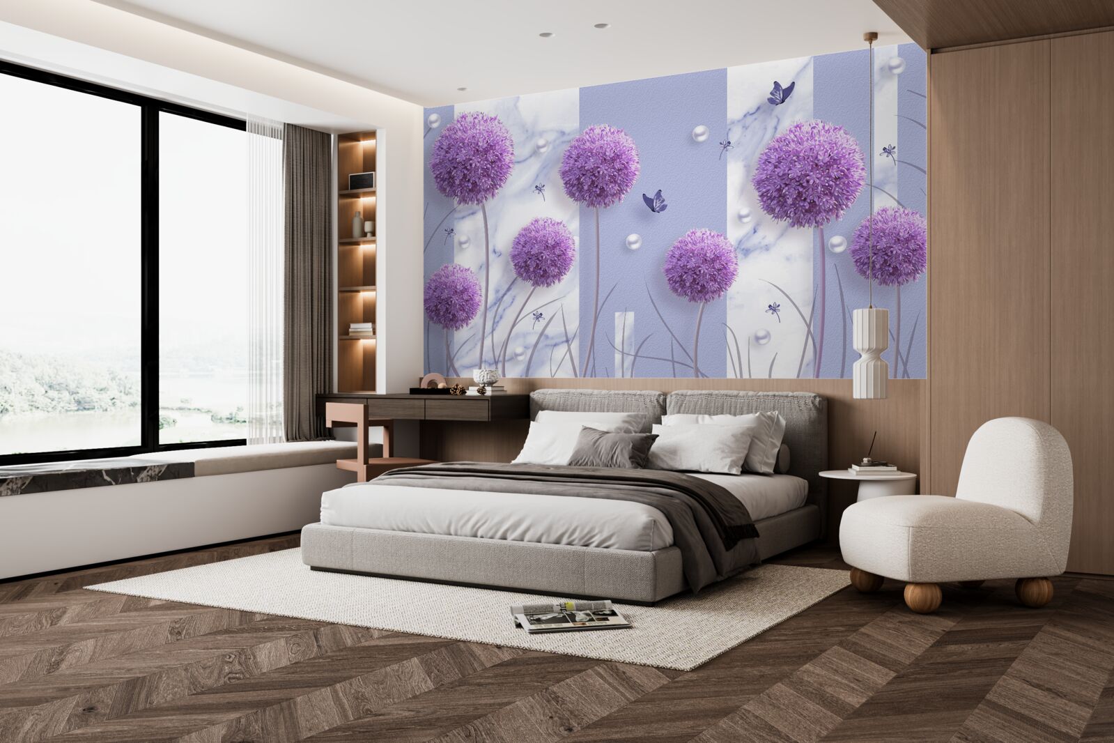 Papier peint les têtes de fleurs des prairies de lys