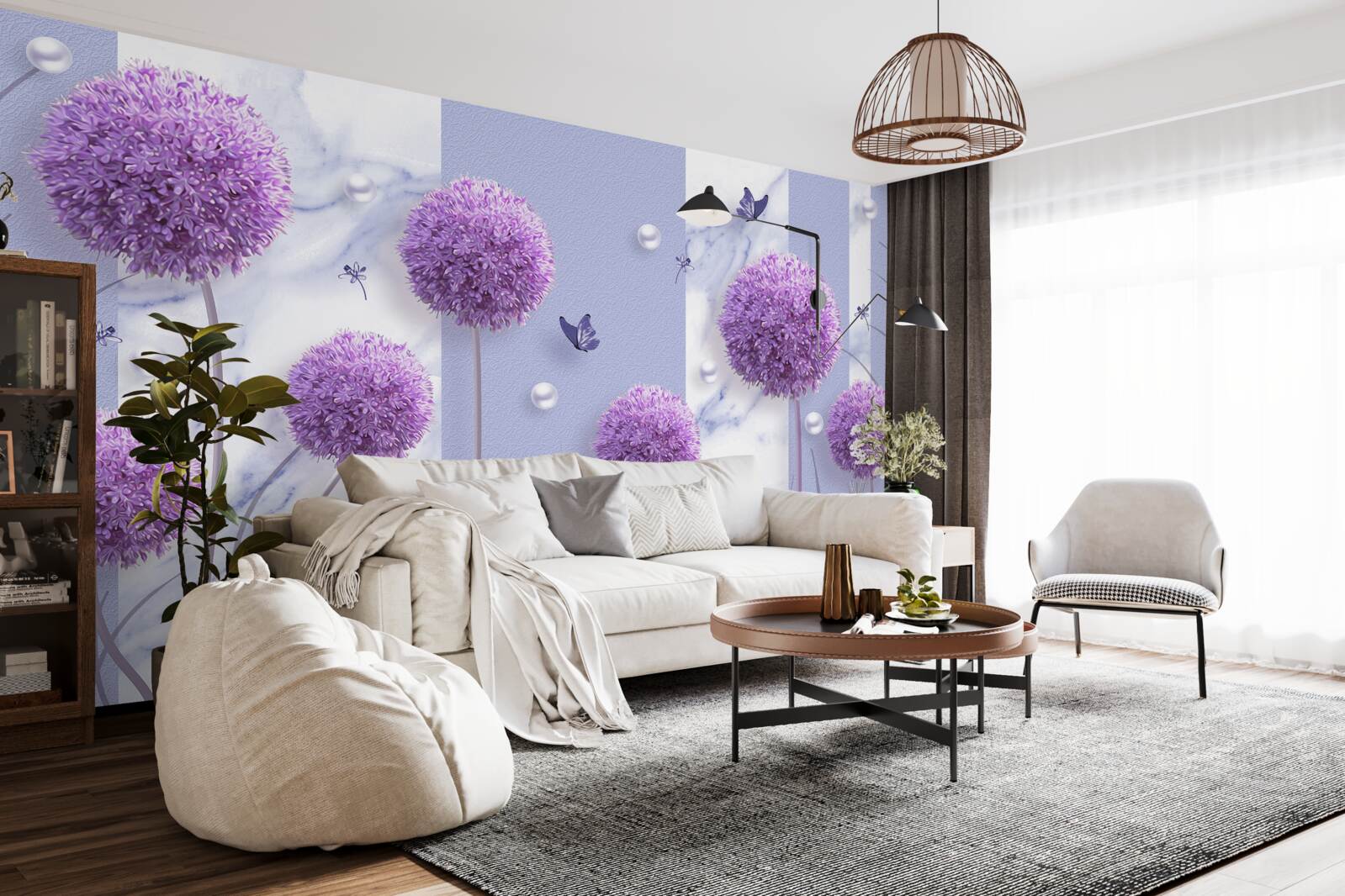 Papier peint les têtes de fleurs des prairies de lys