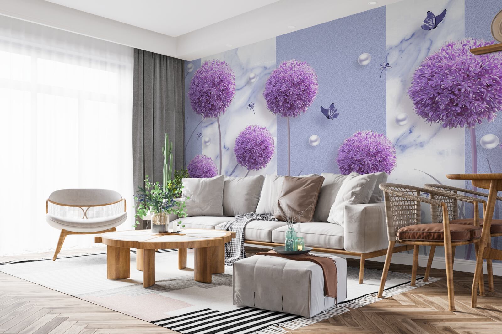 Papier peint les têtes de fleurs des prairies de lys