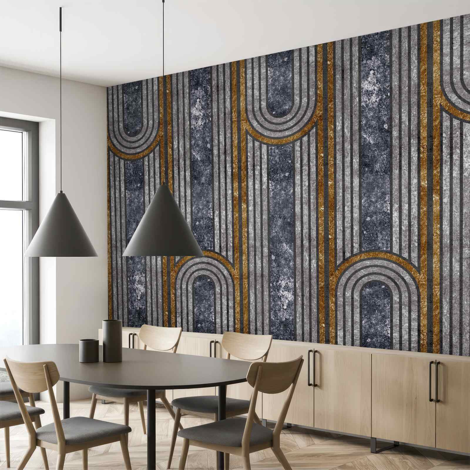 Papier peint les lignes verticales qui restent droites et celles qui se courbent