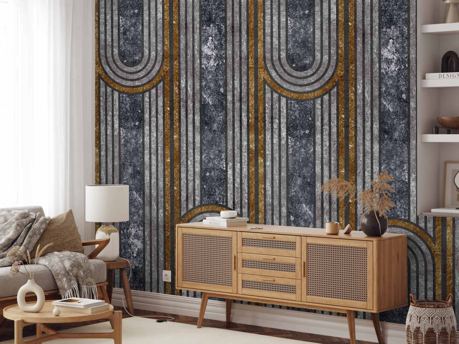 Papier peint les lignes verticales qui restent droites et celles qui se courbent