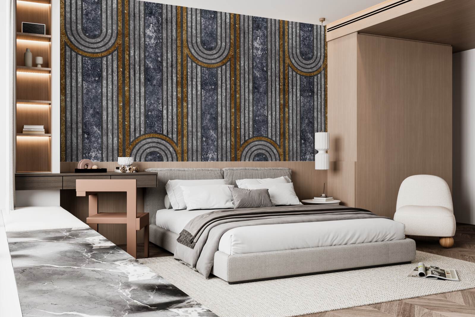 Papier peint les lignes verticales qui restent droites et celles qui se courbent