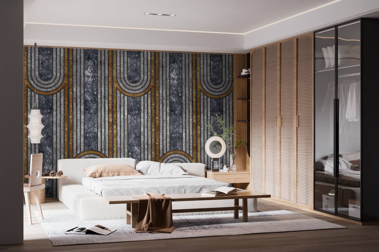 Papier peint les lignes verticales qui restent droites et celles qui se courbent